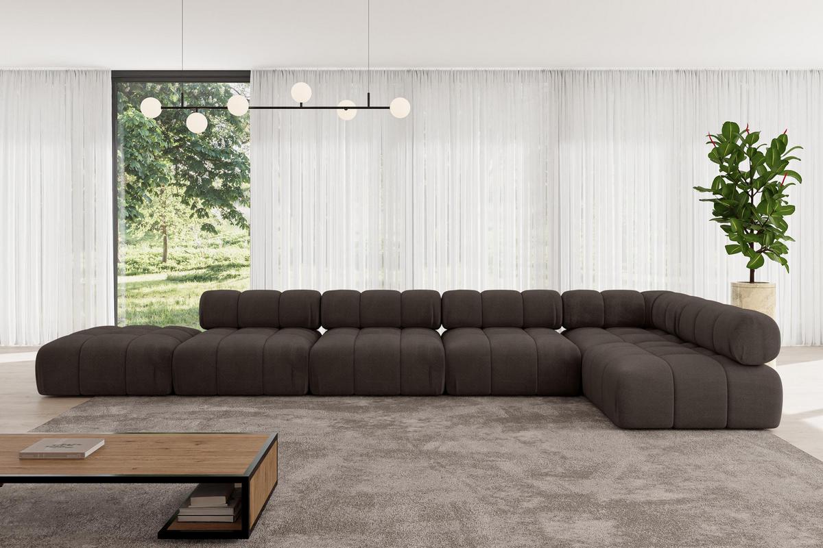 ECKSOFA modulares Sofa Favio-L3 - 475x190x70 cm Braun Velours - Braun, Holzwerkstoff/Textil (475/190cm) - ALTDECOR