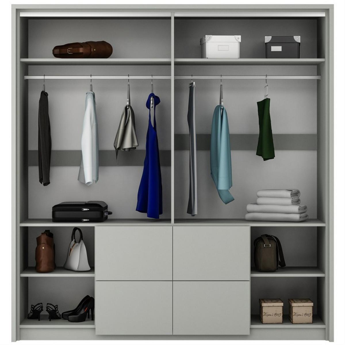 DREHTÜRENSCHRANK Vivaro mit 2 Türen und 4 Schubladen, 208 cm, Graphit - Graphitfarben, Holzwerkstoff (208/215/65cm) - Beautysofa
