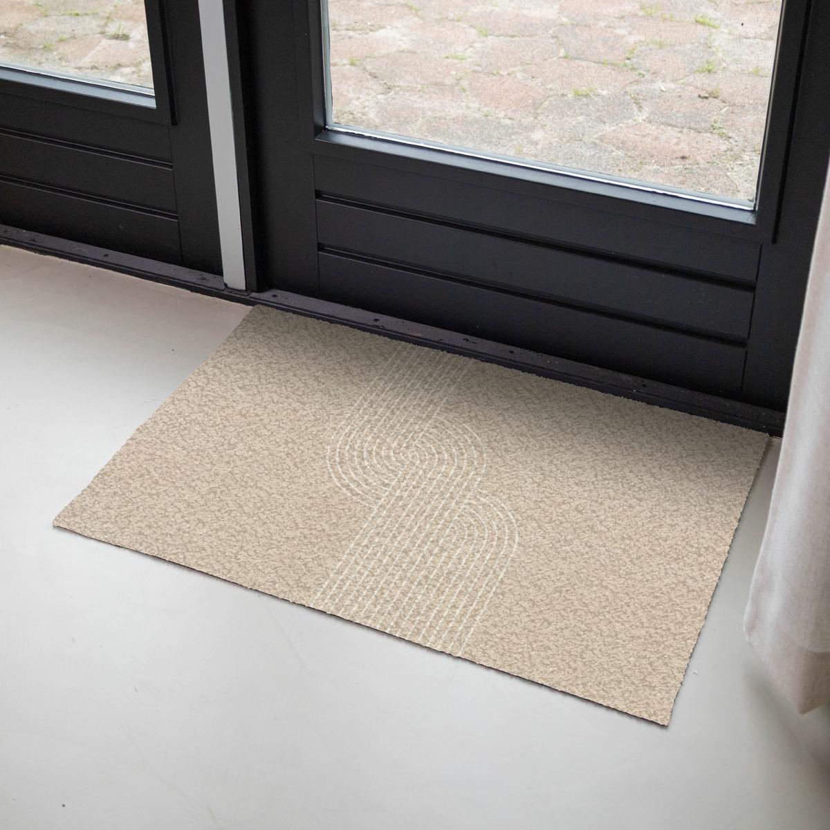 FUSSMATTE Parallele Linien - Leichte Textur - Beige Türmatte 90x60 cm - Beige, Kunststoff (90/0.4cm) - MuchoWow