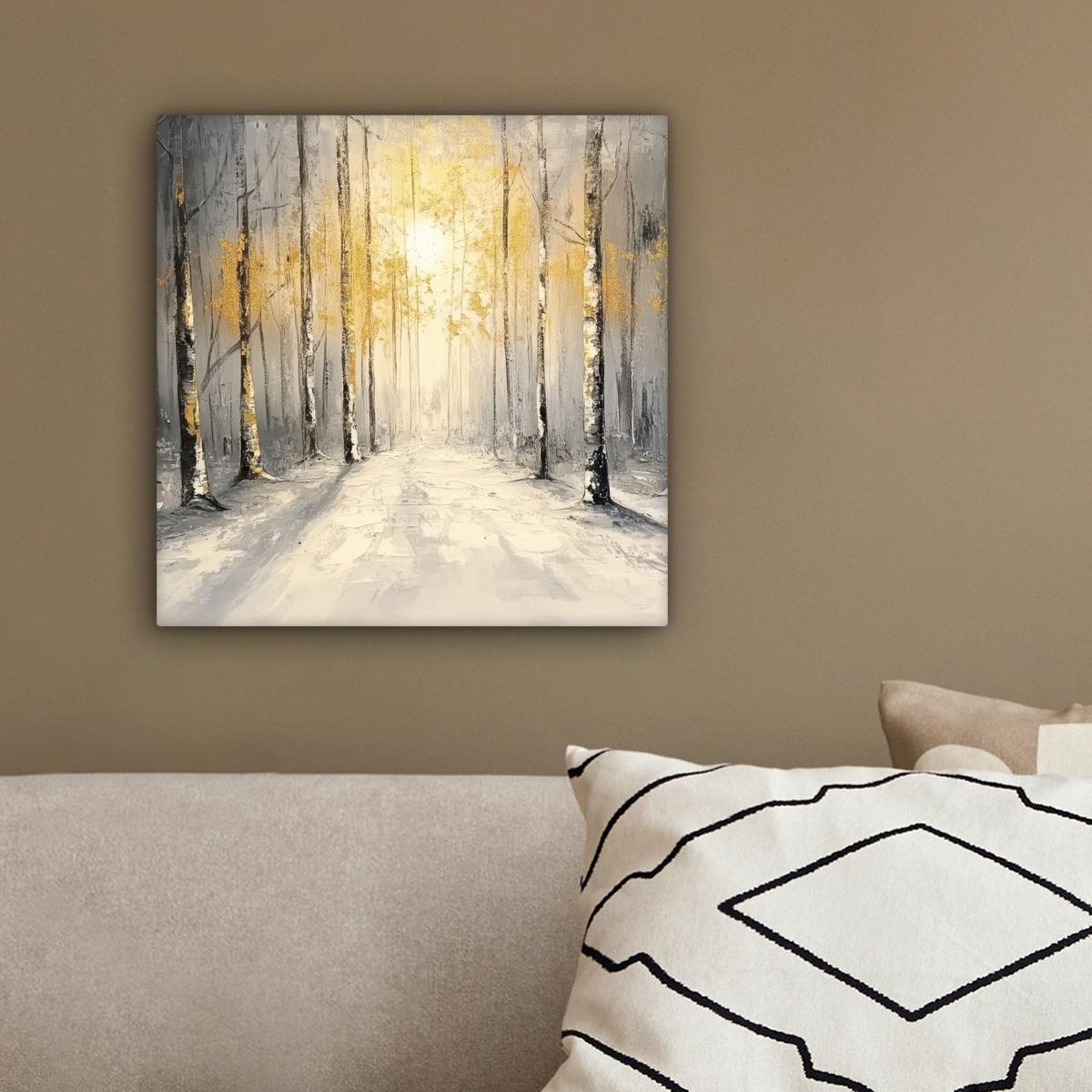 LEINWANDBILD Winter - Abstrakt - Schnee - Natur - Sonne Deko Wohnzimmer 20x20 cm - Grau, Textil (20/20cm) - MuchoWow