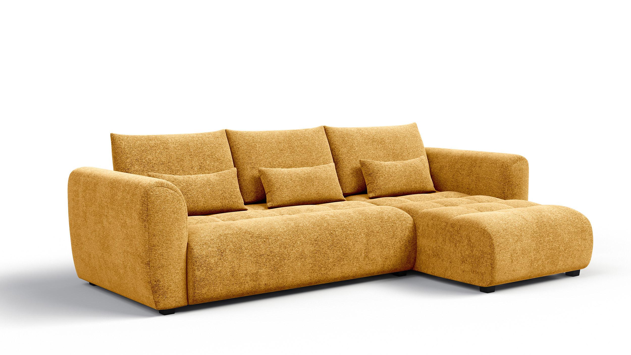 ECKSOFA SORENO 4-Sitzer, gelb - Gelb/Schwarz, Holz/Textil (293/171cm) - Wozimo