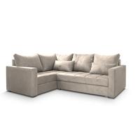 ECKSOFA LIRENO L-S Beige Plüsch-Stoff mit Schlaffunktion - Beige/Grau, Holz/Kunststoff (220/153cm) - MASSENO