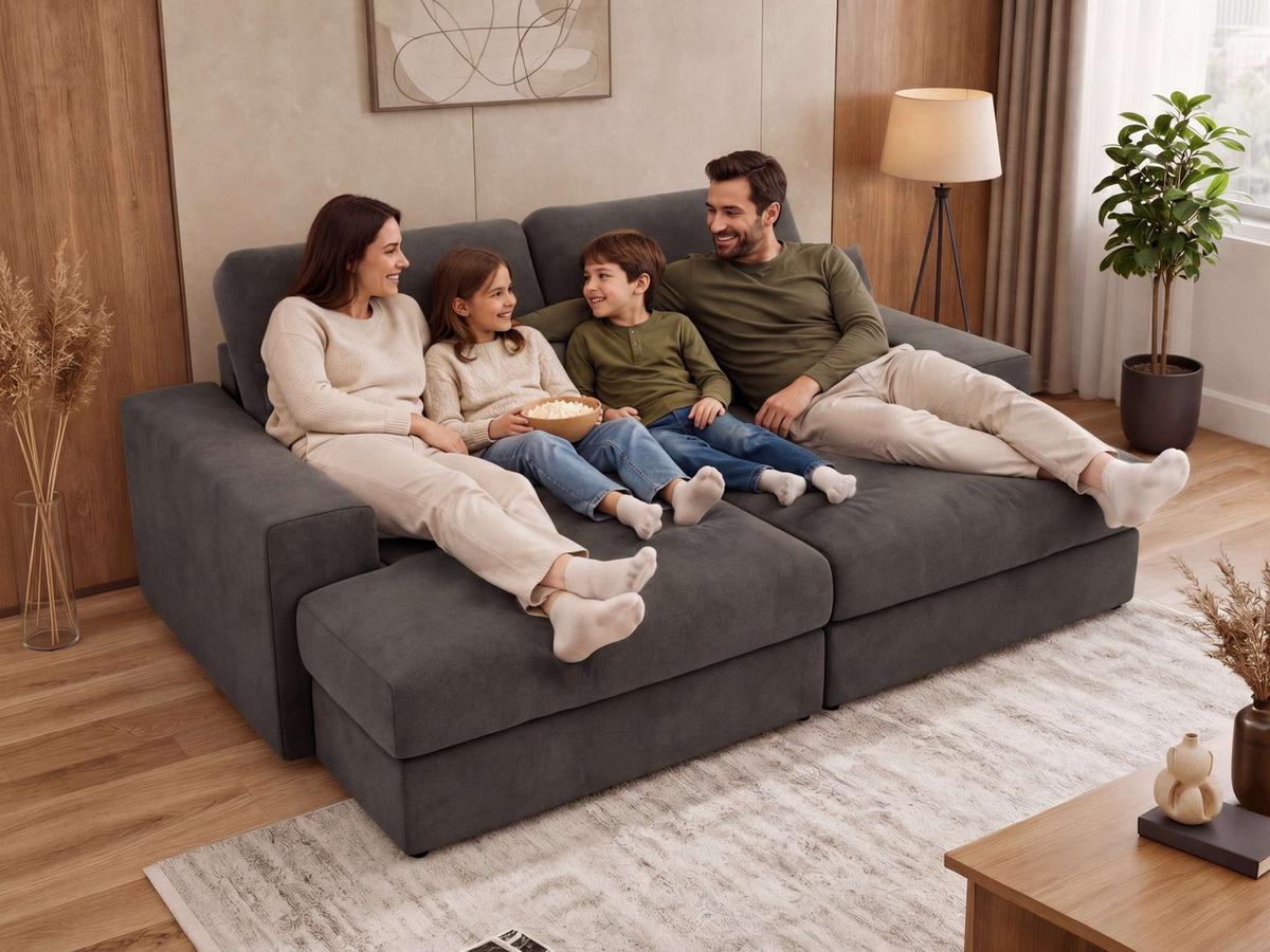 4-SITZER SOFA ANERA - Dunkelgrau Velvet - Dunkelgrau/Schwarz, Kunststoff/Textil (248/107/163cm) - MKS