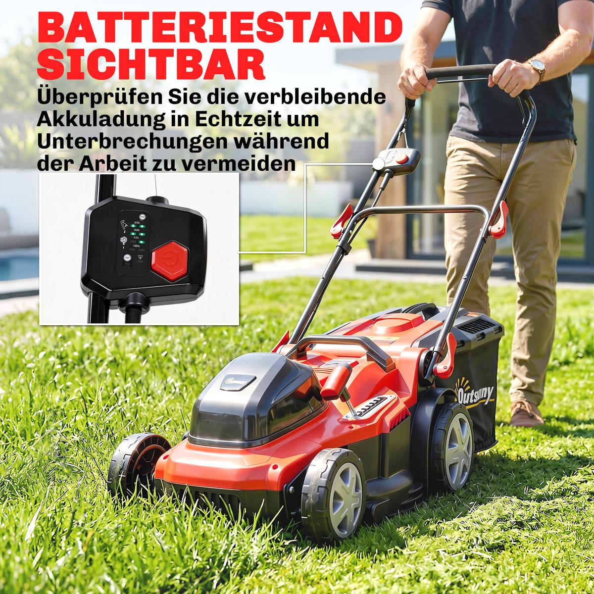 RASENMÄHER Kunststoff Metall Rot - Rot, Kunststoff (46/109/131cm) - Outsunny