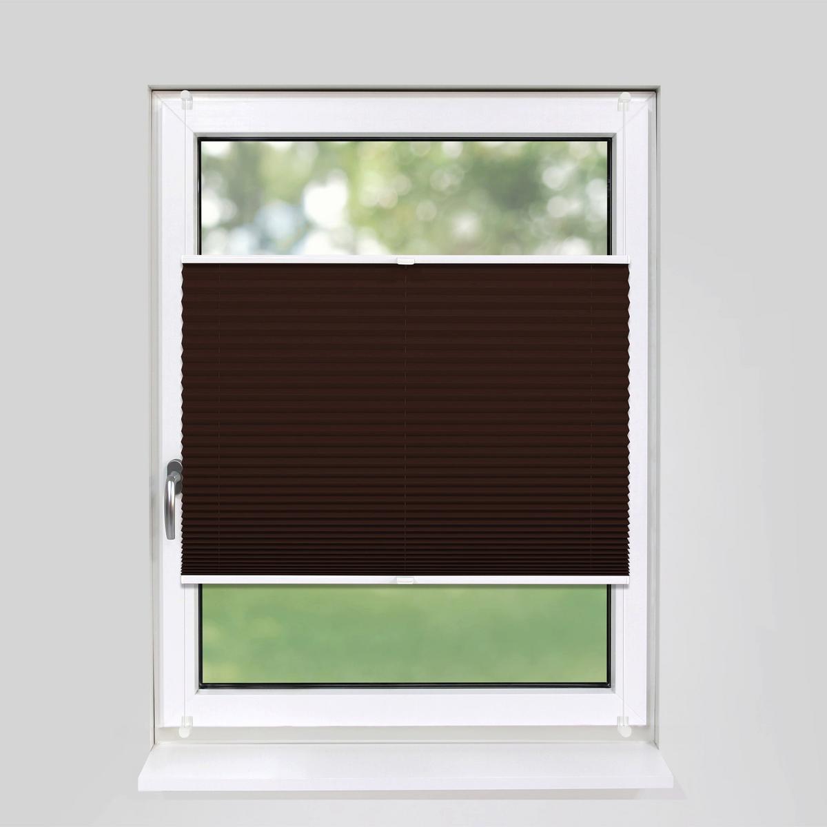 PLISSEE Basic 115 x 150cm Klemmfix ohne Bohren - Dunkelbraun, Textil (115/150cm) - Deco-Raum