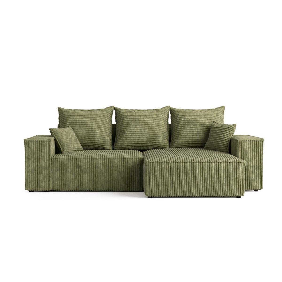 ECKSOFA SENSO mit Schlaffunktion Grün im Tilia Stoff - Schwarz/Grün, Holz/Holzwerkstoff (255/148cm) - AltaBeds