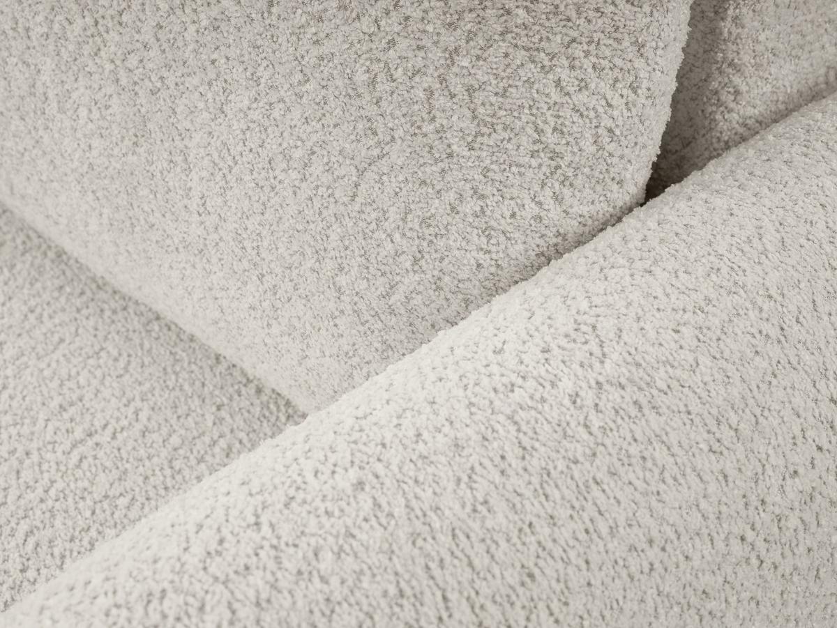 ECKSOFA UNO Creme Plüsch-Stoff mit Schlaffunktion - Creme, Holz (257/171cm) - MASSENO
