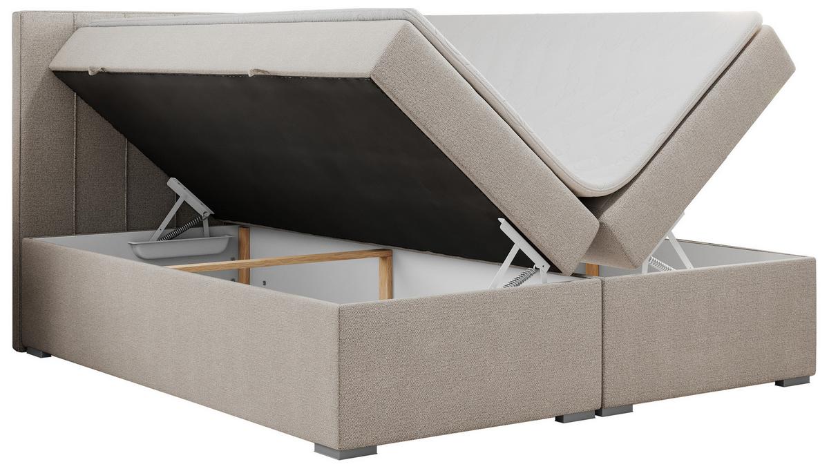 BOXBETT ALLY 160/200 Beige Struktur - H3 - Beige, Holz/Textil (160/200cm) - MKS