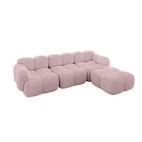 ECKSOFA modulares Sofa Rechts Miko-L2 302x205x75 Rosa Cord - Schwarz/Rosa, Holzwerkstoff/Kunststoff (302/205cm) - ALTDECOR