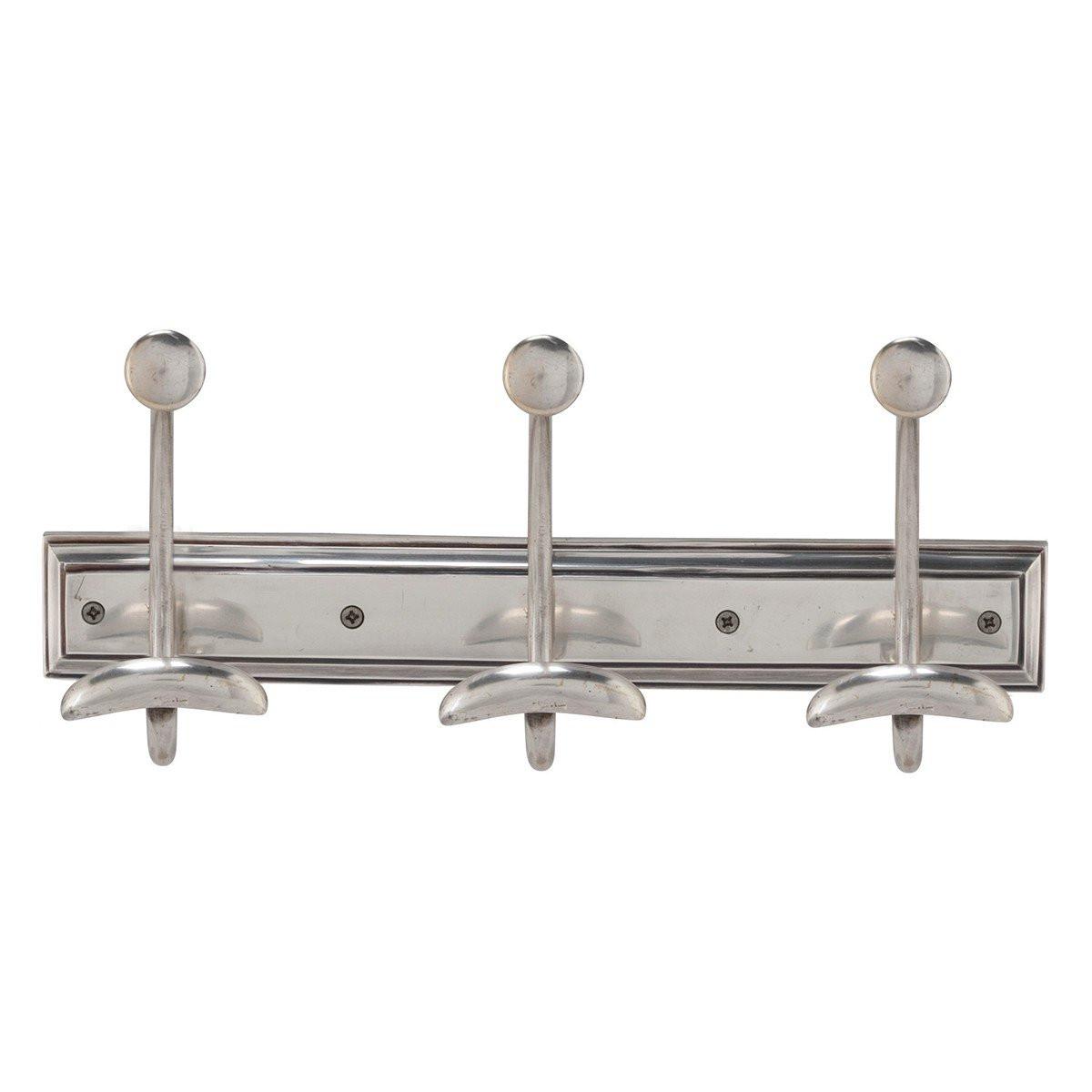 WANDGARDEROBE mit 3 Messinghaken - 38/15/17 cm - Silberfarben, Metall (15/17/38cm) - Signature