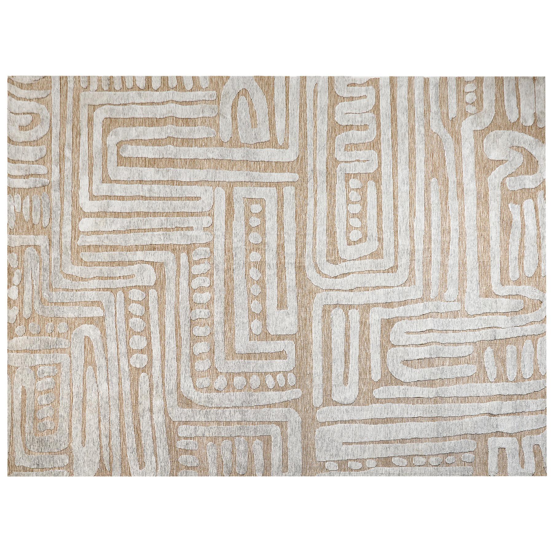 TEPPICH Beige 300/400 cm Mandai - Hellgrau, Textil (300/400cm) - Beliani