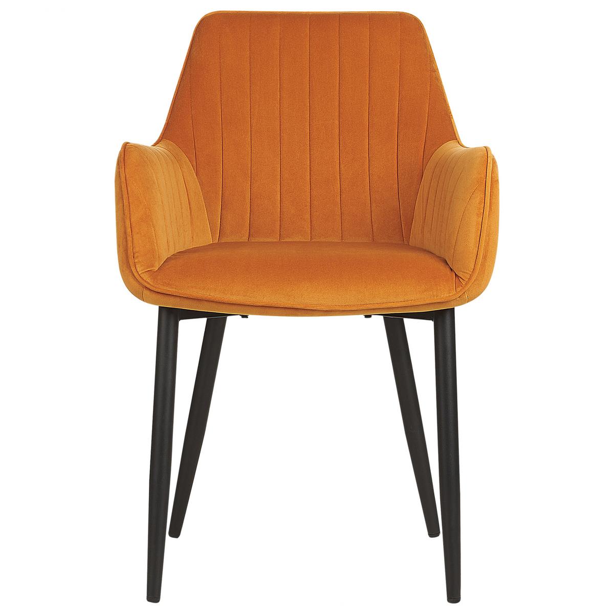 ESSZIMMERSTUHL 2er-Set Samtstoff orange Wellston - Schwarz/Orange, Textil (60/84/61cm) - Beliani