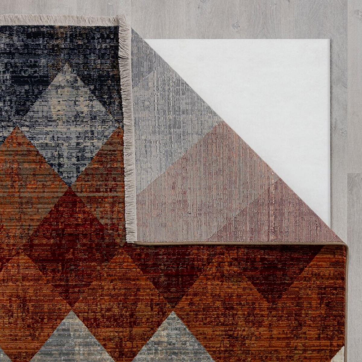 TEPPICH mit Fransen OGMORE, geometrisch, Rot-Blau, 80 x 154 cm - Rot, Textil (154/80cm) - KADIMA DESIGN