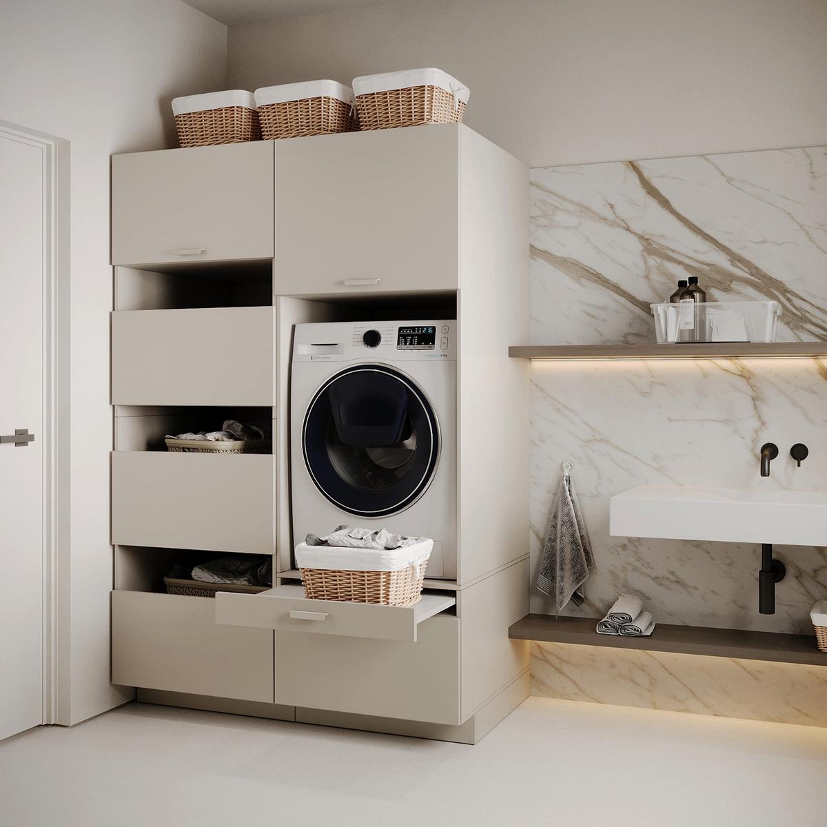 WASCHMASCHINENSCHRANK Holv Kaschmirgrau 68 cm - Taupe, Holzwerkstoff/Metall (67.5/200/66cm) - Selsey