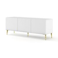 TV LOWBOARD Weiß, Weiß Hochglanz, Gold 150/56/42 - Weiß Hochglanz/Weiß, Holzwerkstoff (150/56/42cm) - RAUMHIRSCH FURNITURE