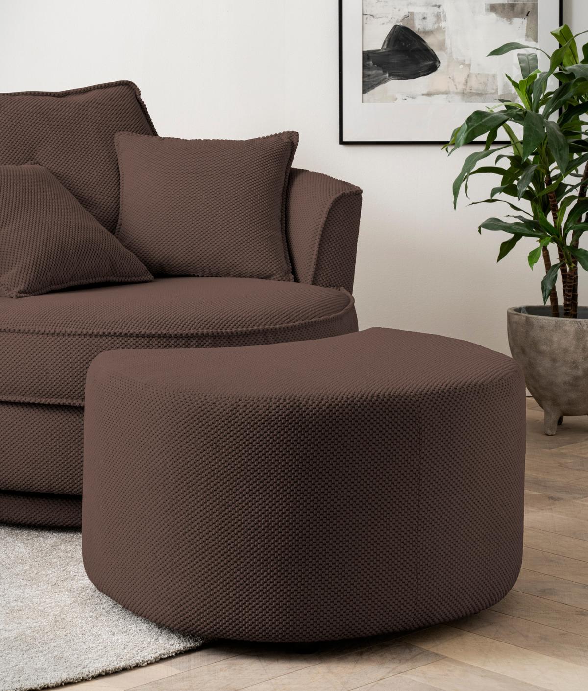 DREHSESSEL braun Web-Velours, XL Sessel 360° drehbar inklusive 3 x Kissen - Braun, Kunststoff/Textil (120/86/120cm)