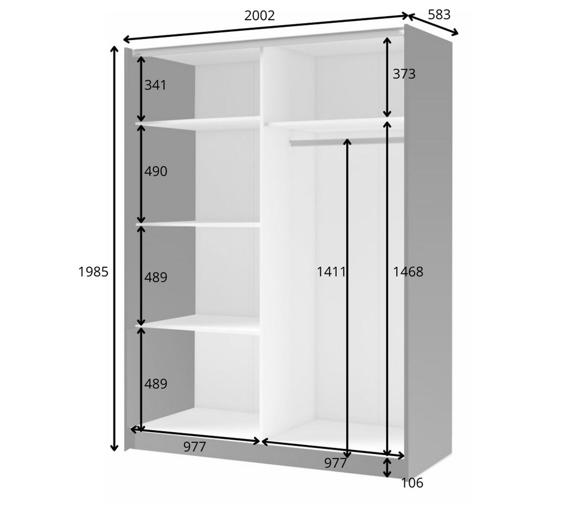 KLEIDERSCHRANK Beralto Schwarz 200/198,5/63,5 cm – mit Spiegel und Lamellenfront - Schwarz, Holzwerkstoff (200/198.5/63.5cm) - AX Living