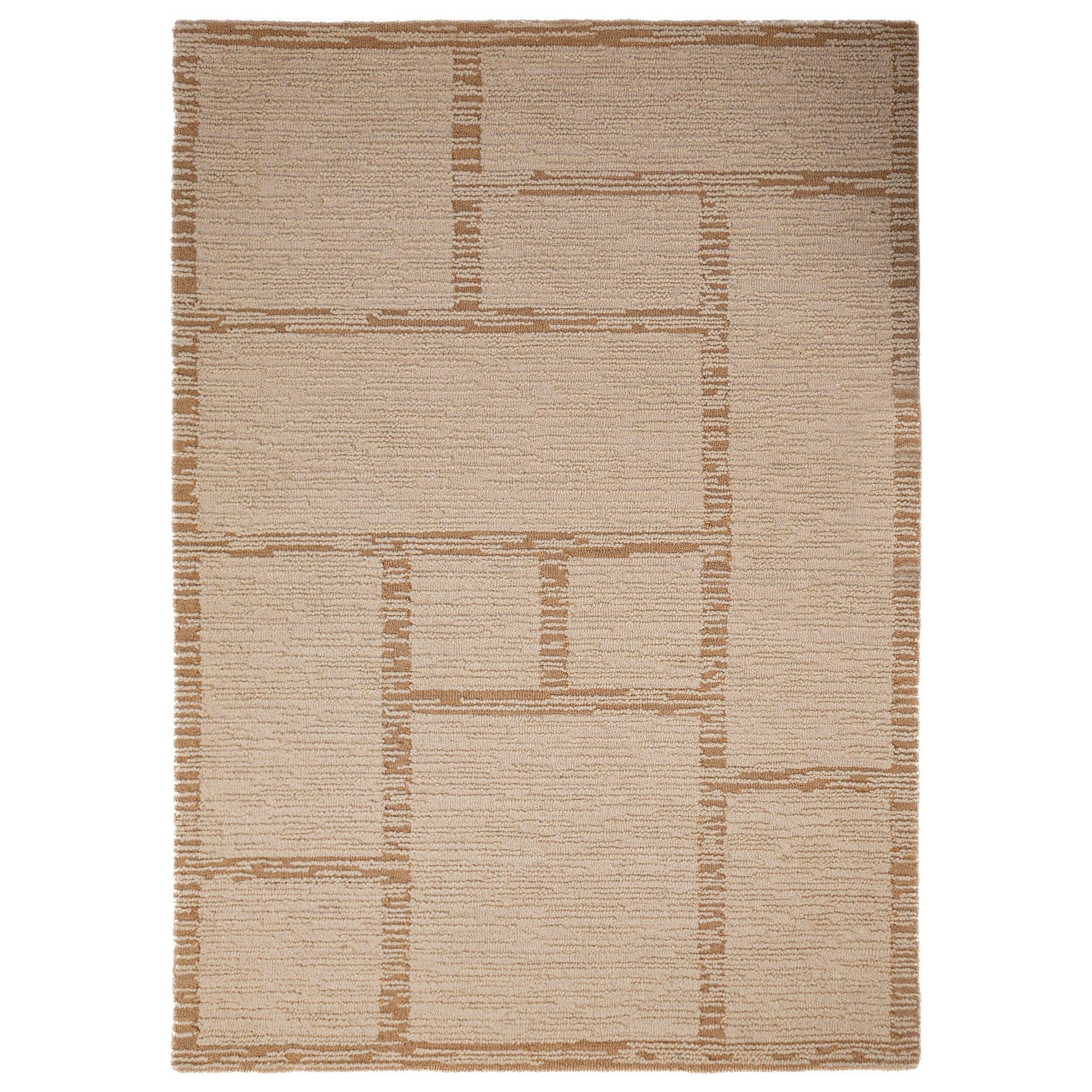 WOLLTEPPICH handgetuftet GANNEL, Blockdesign, Natur, 160 x 230 cm - Beige, Textil (160/230cm) - KADIMA DESIGN