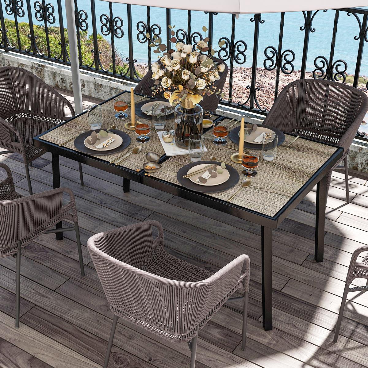 GARTENTISCH, Bistrotisch, Grau, Stahl - Grau, Kunststoff (145/85/72cm) - Outsunny
