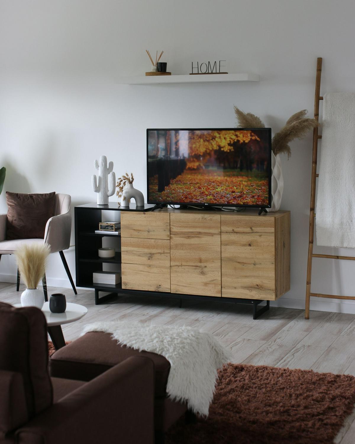 SIDEBOARD mit 2 Türen Braun/Schwarz Fiora - Braun, Holzwerkstoff (160/75/40cm) - Beliani