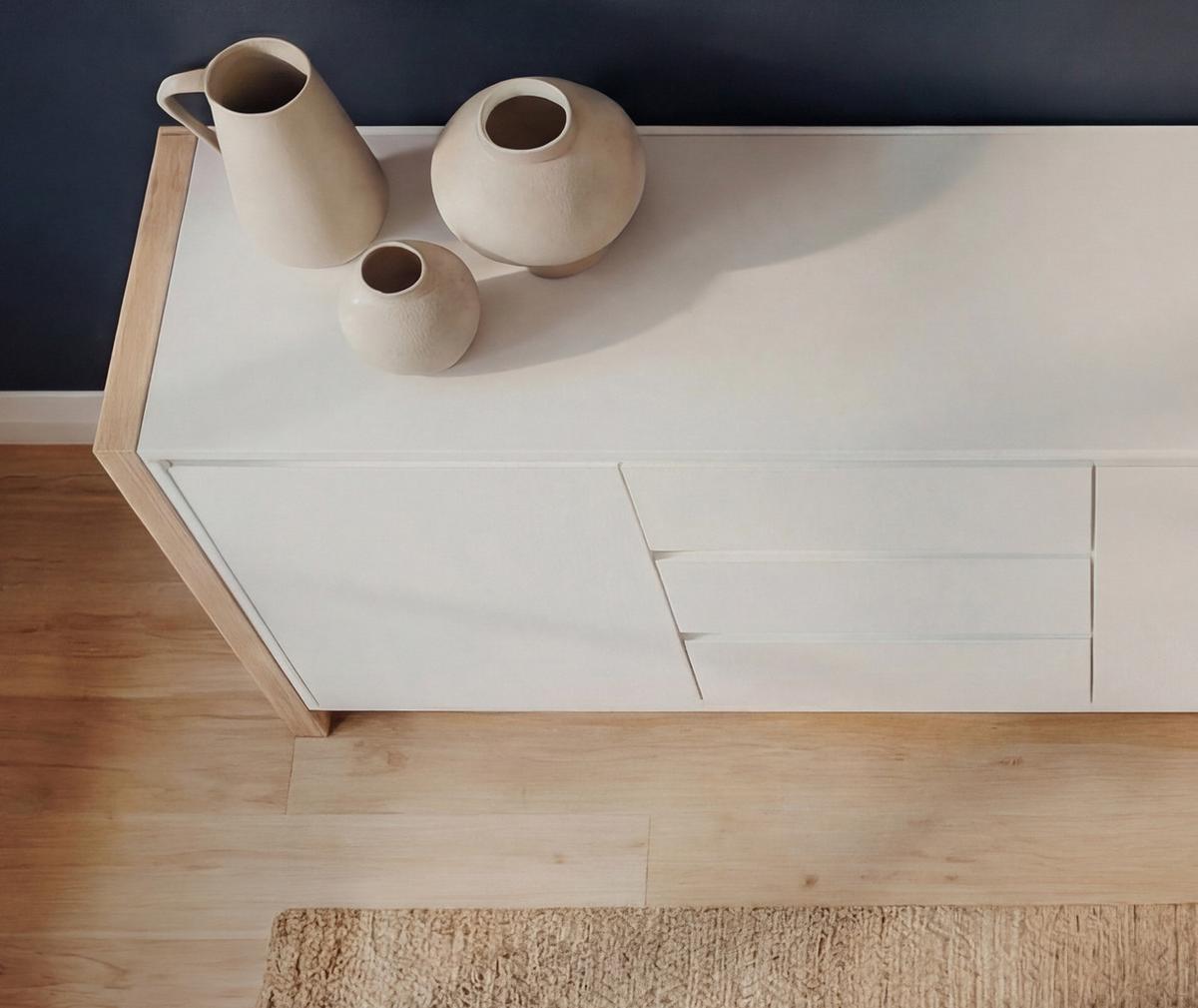 SIDEBOARD weiß, Eiche Artisan 120 x 88 cm, Kommode mit viel Stauraum - Weiß/Eiche Artisan, Holzwerkstoff (120/88/40cm) - Furn.Design