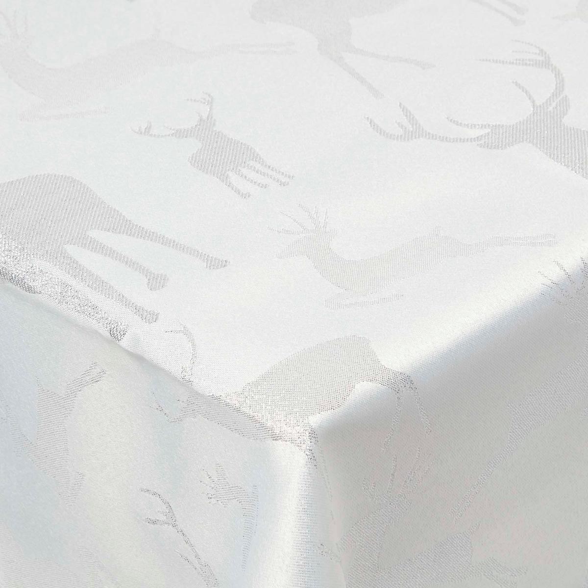 TISCHDECKE Weihnachten mit Hirsch-Motiv, silber, 130/178 cm - Silberfarben, Textil (132/178cm) - Homescapes