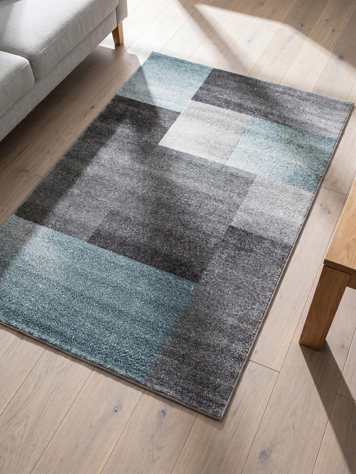 TEPPICH Kurzflor SOLDA in Blau, kariert, 140 x 200 cm - Blau, Textil (140/200cm) - KADIMA DESIGN