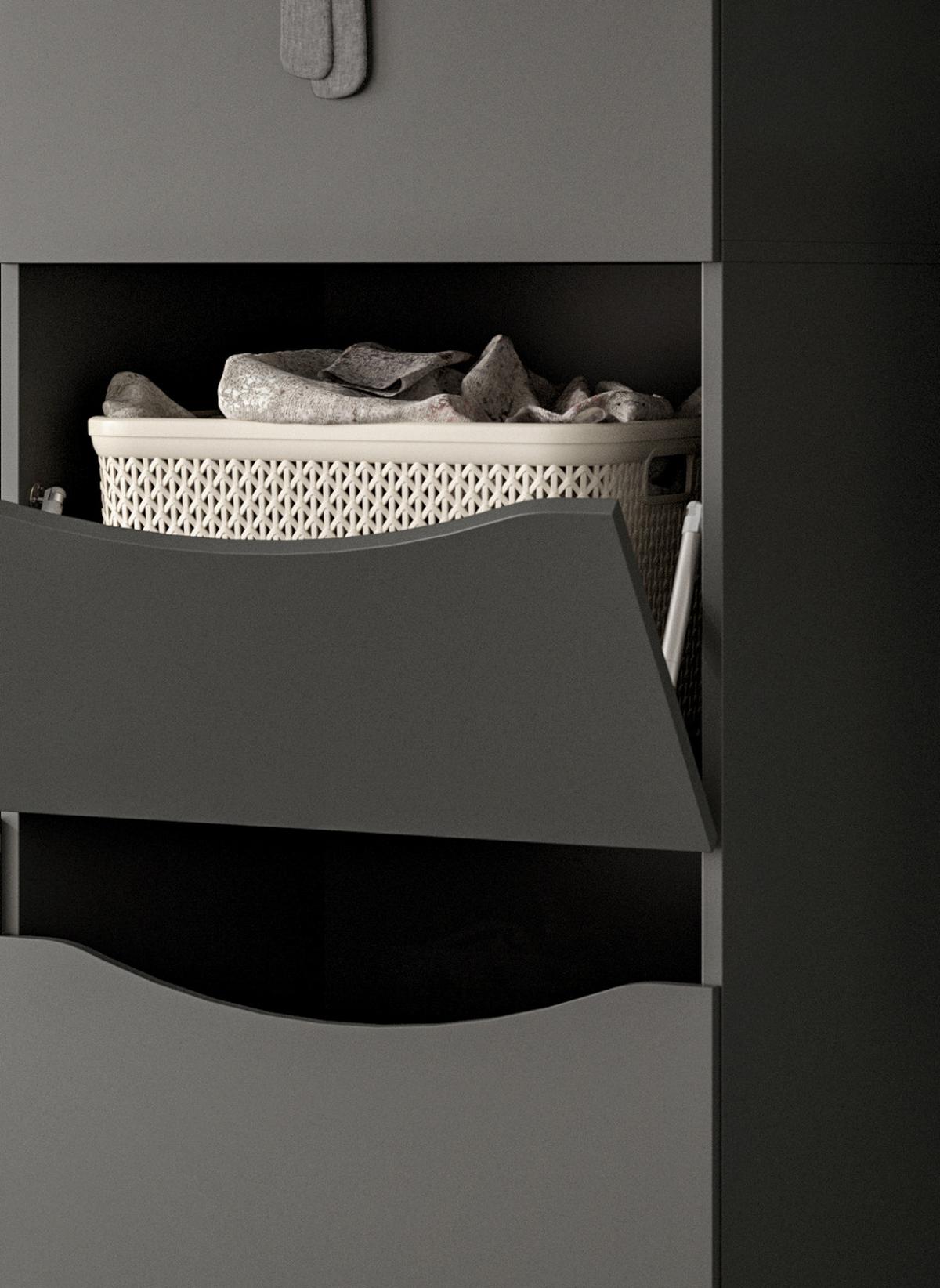 WASCHMASCHINENSCHRANK grau Set 8-teilig 300 x 196 cm, XXXL mit viel Stauraum - Schwarz/Grau, Holzwerkstoff/Kunststoff (300/196/68cm) - Inn.Furn