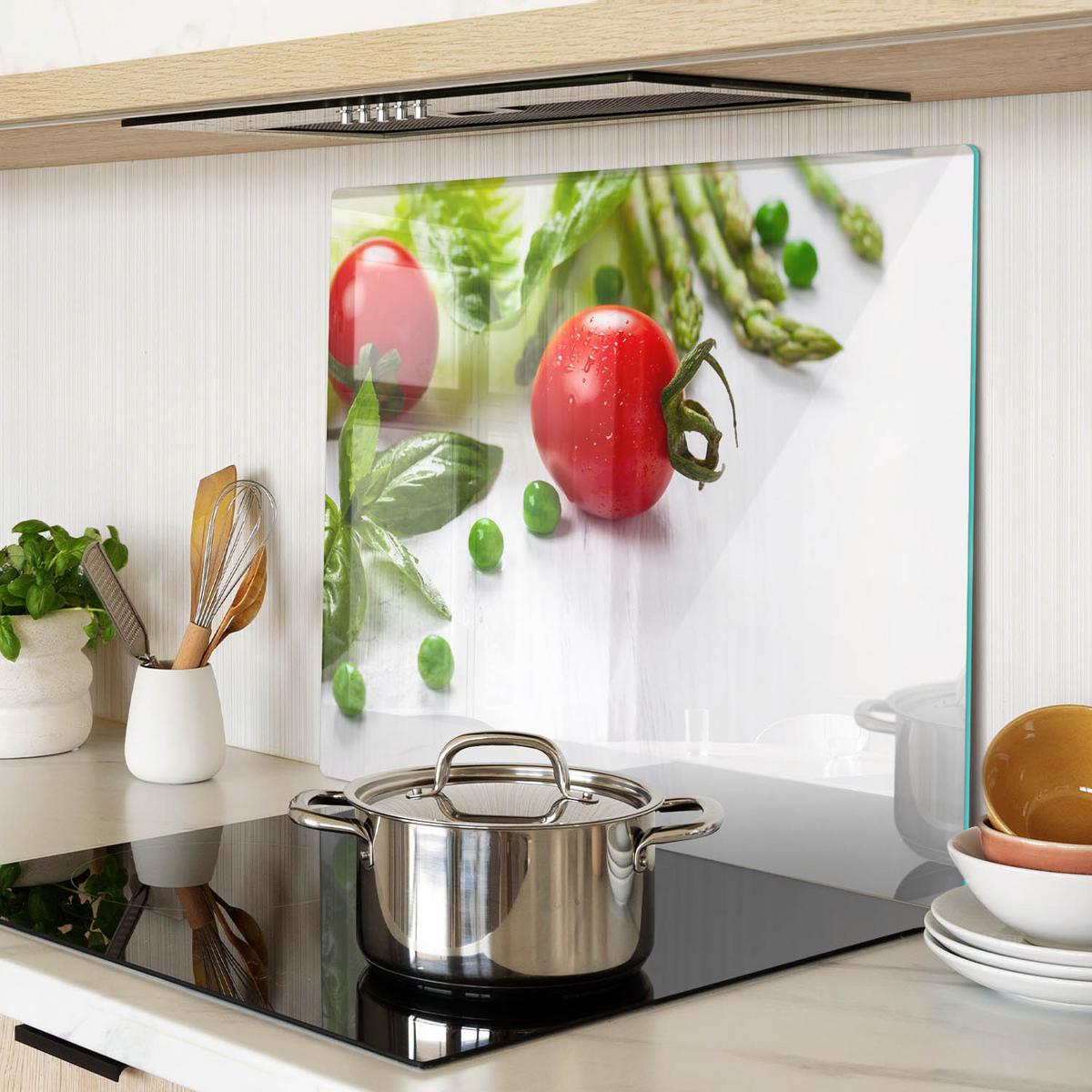 GLASPLATTE 60x52 cm Frisches Gemüse - Rot, Glas (60/0.4/52cm) - TULUP