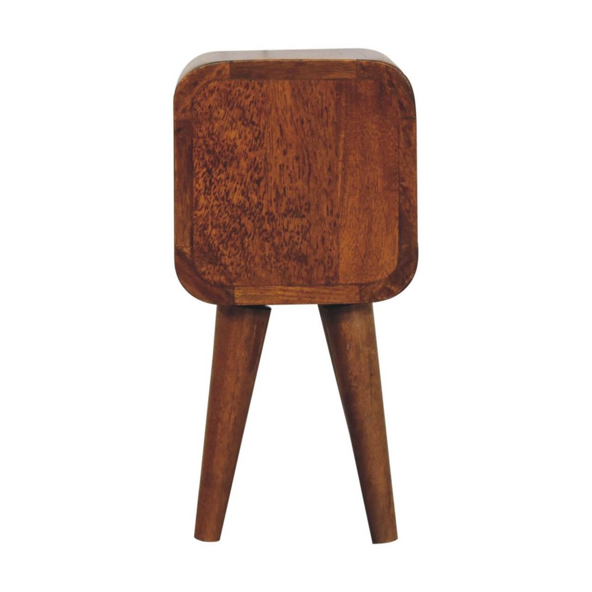 NACHTTISCH Extra Mini abgerundeten Kanten, 2 Schubladen, nordischen Beinen, braun - Messingfarben/Braun, Mangoholz/Holz (20/40/20cm) - Artisan Furniture
