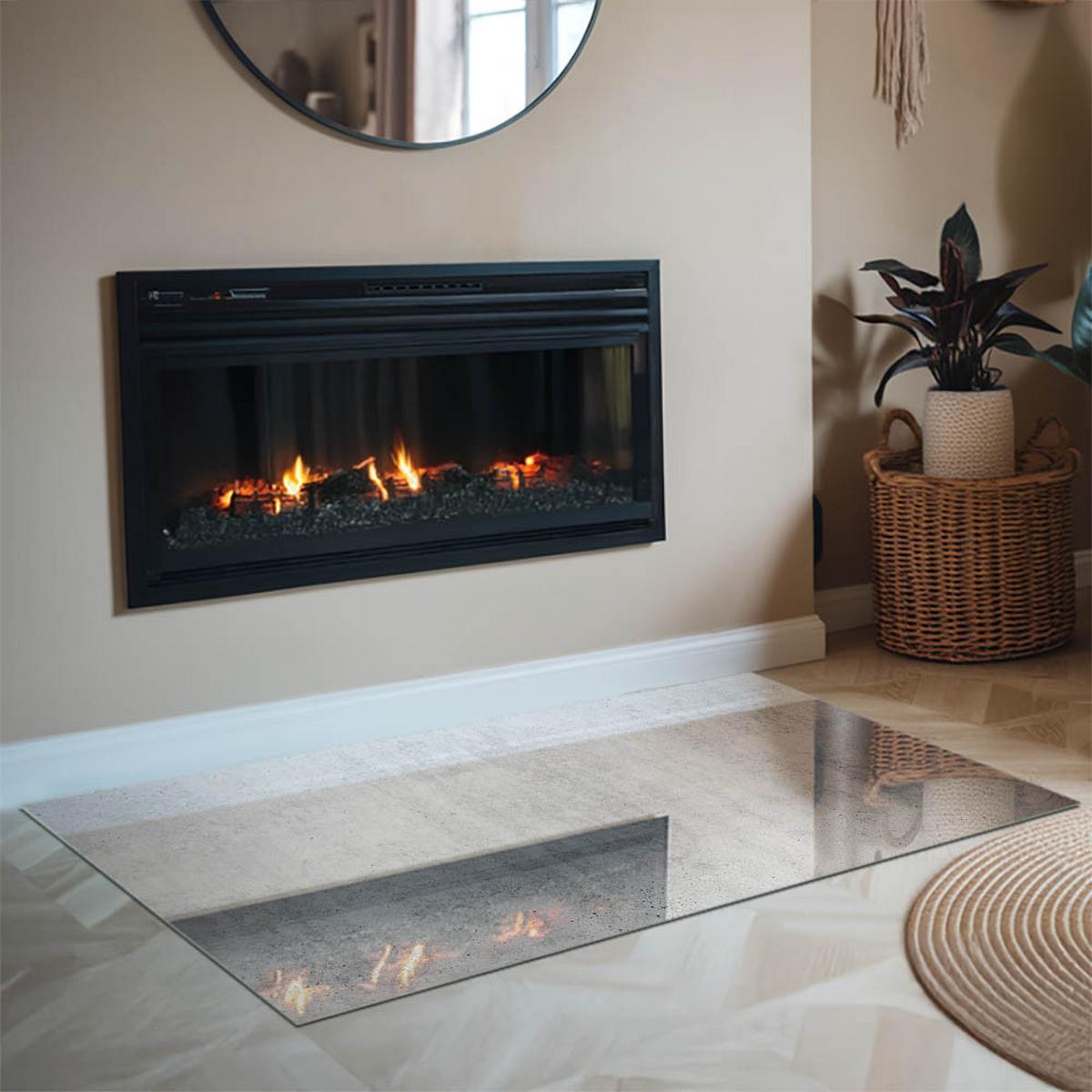 GLASPLATTE für Kamin 120x80 cm - Grau, Glas (120/80/0.4cm) - TULUP