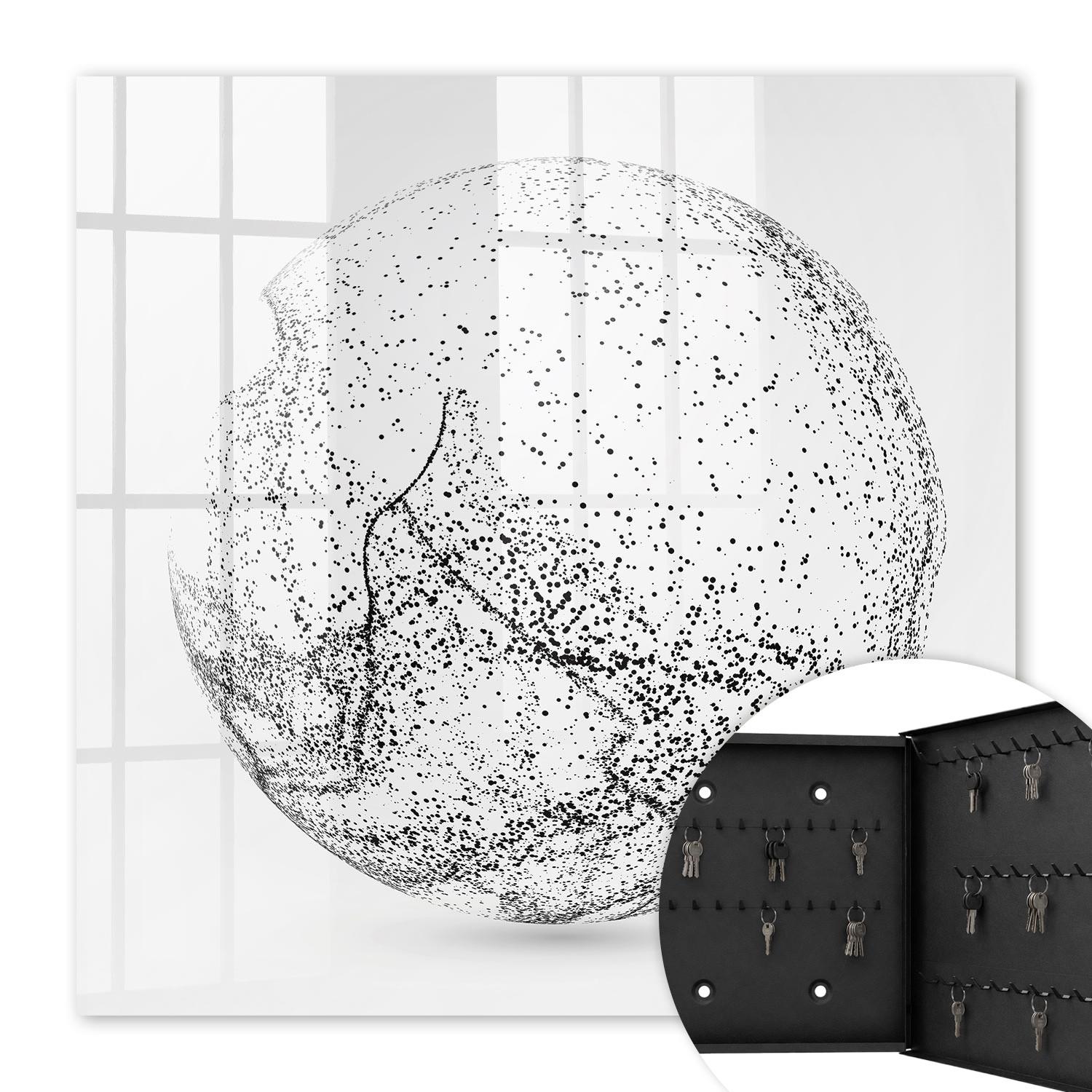 SCHLÜSSELBOX Schwarz 30x30 cm- Türöffnung nach rechts - Abstrakter Raum - Grau, Metall (30/30/5cm) - TULUP