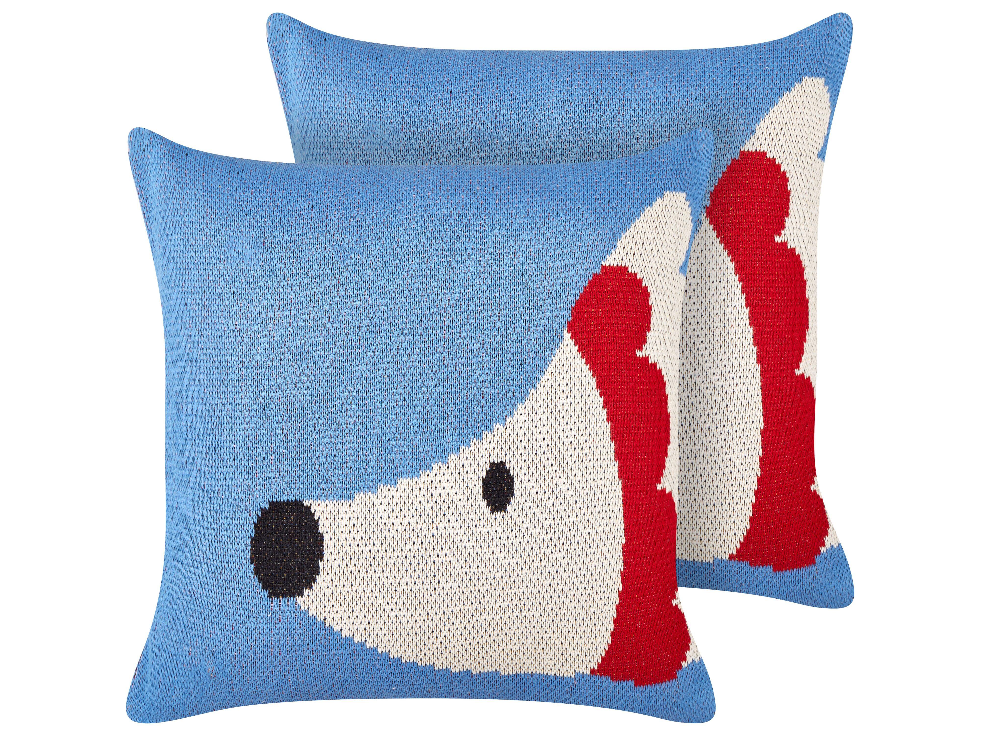 DEKOKISSEN 2er-Set Blau 45/45 cm Pashot - Blau/Gelb, Naturmaterialien (45/45cm) - Beliani