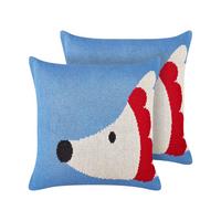DEKOKISSEN 2er-Set Blau 45/45 cm Pashot - Blau/Gelb, Naturmaterialien (45/45cm) - Beliani