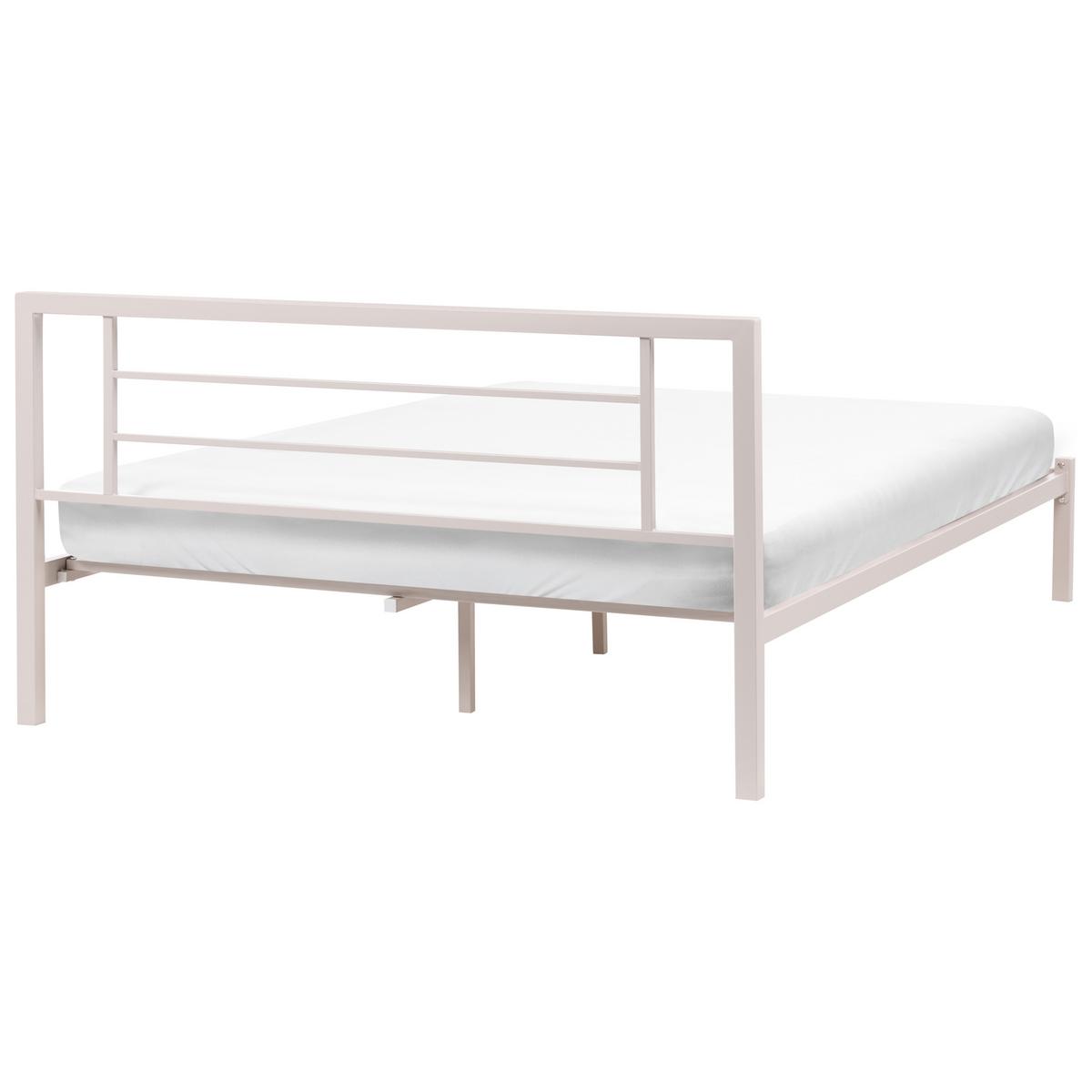 BETT mit Lattenrost 160/200 Stahl Hellbeige Cusset - Beige, Metall (160/200cm) - Beliani