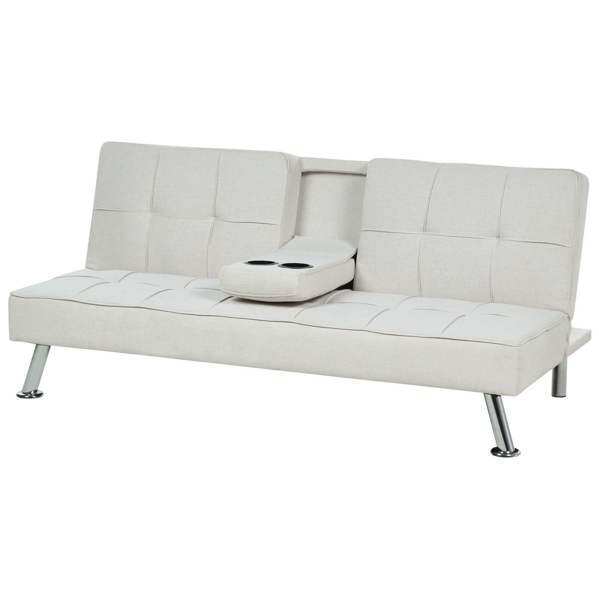 3-SITZER-SCHLAFSOFA hellbeige Roxen - Beige/Silberfarben, Textil (168/77/81cm) - Beliani