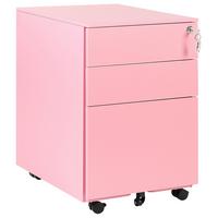AKTENSCHRANK Metall rosa 3 Schubladen mit Rollen Cami - Pink, Metall (39/60/50cm) - Beliani