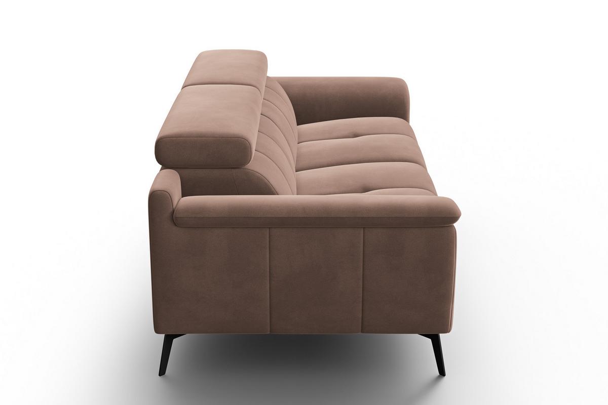 SOFA FIERO 3-Sitzer, Brauner Veloursstoff - Schwarz/Braun, Holz/Textil (212/82/103cm) - Courtois Laville