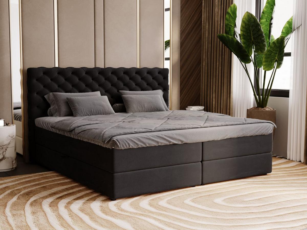 BOXBETT Bergamo 140x200 Schwarz - Schwarz, Holz/Textil (140/200cm) - Graingold