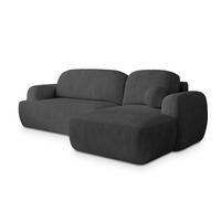 ECKSOFA MODENZA P R-S Graphitfarben Kordstoff mit Schlaffunktion - Graphitfarben/Schwarz, Holz/Kunststoff (266/148cm) - MASSENO