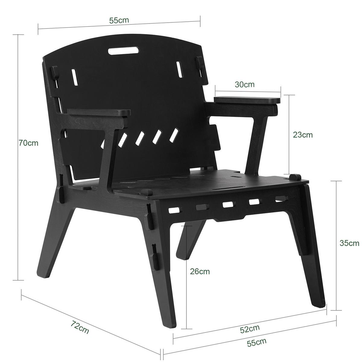 STUHL Schwarz - Schwarz, Holz (55/70/72cm) - SoBuy