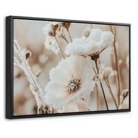 LEINWAND Bilder mit Rahmen - Blumen - Winter - Weiß - Schnee - Beige - 30x20 - Creme, Textil (30/20cm) - MuchoWow