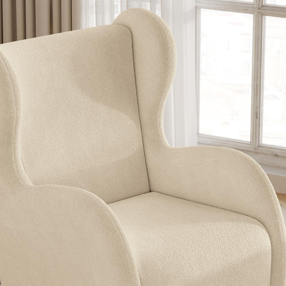 SESSEL MASTI Polstersessel Loungesessel ergonomisch, Creme - Creme, Holzwerkstoff/Kunststoff (74/100/86cm) - MASSENO