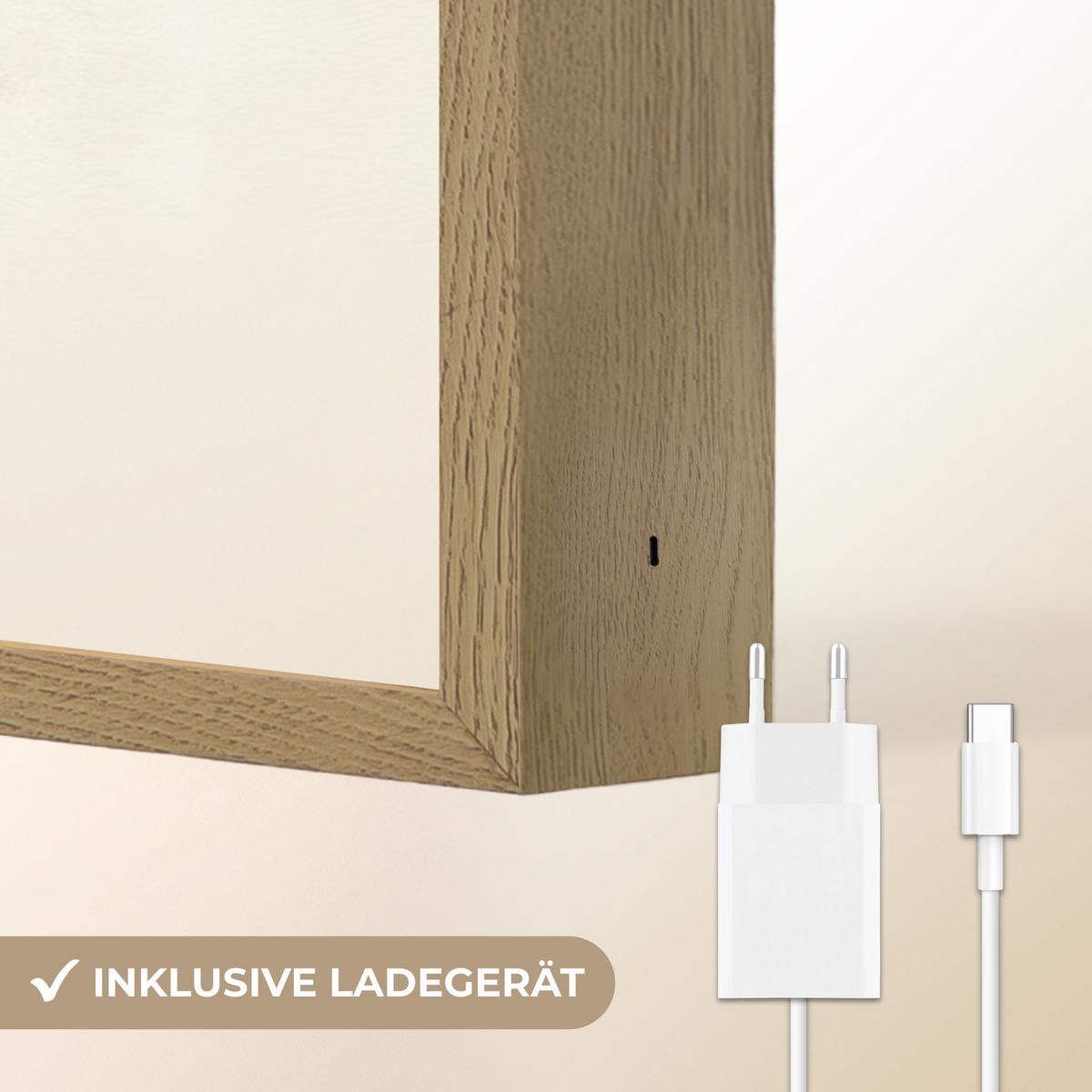 WANDLEUCHTE MIT AKKU Kaninchen - Hut - Ohren - Beige 60x90 cm - Creme, Holzwerkstoff (60/90/8cm) - OnlyWow