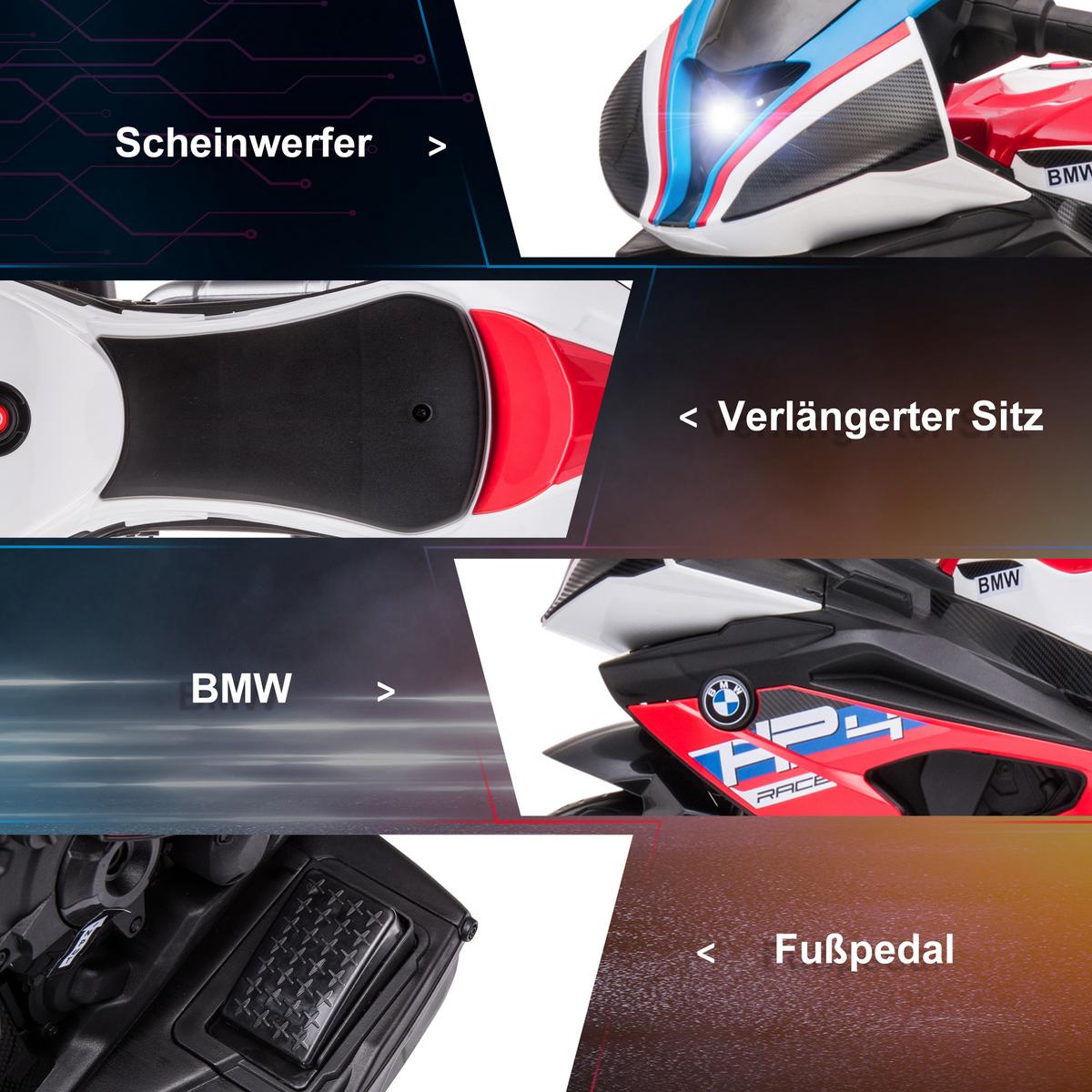 KINDER Elektro-Motorrad Kindermotorrad 6V Elektrofahrzeug Elektro-Dreirad Rot - Rot, Kunststoff (82.5/42/54cm) - HOMCOM
