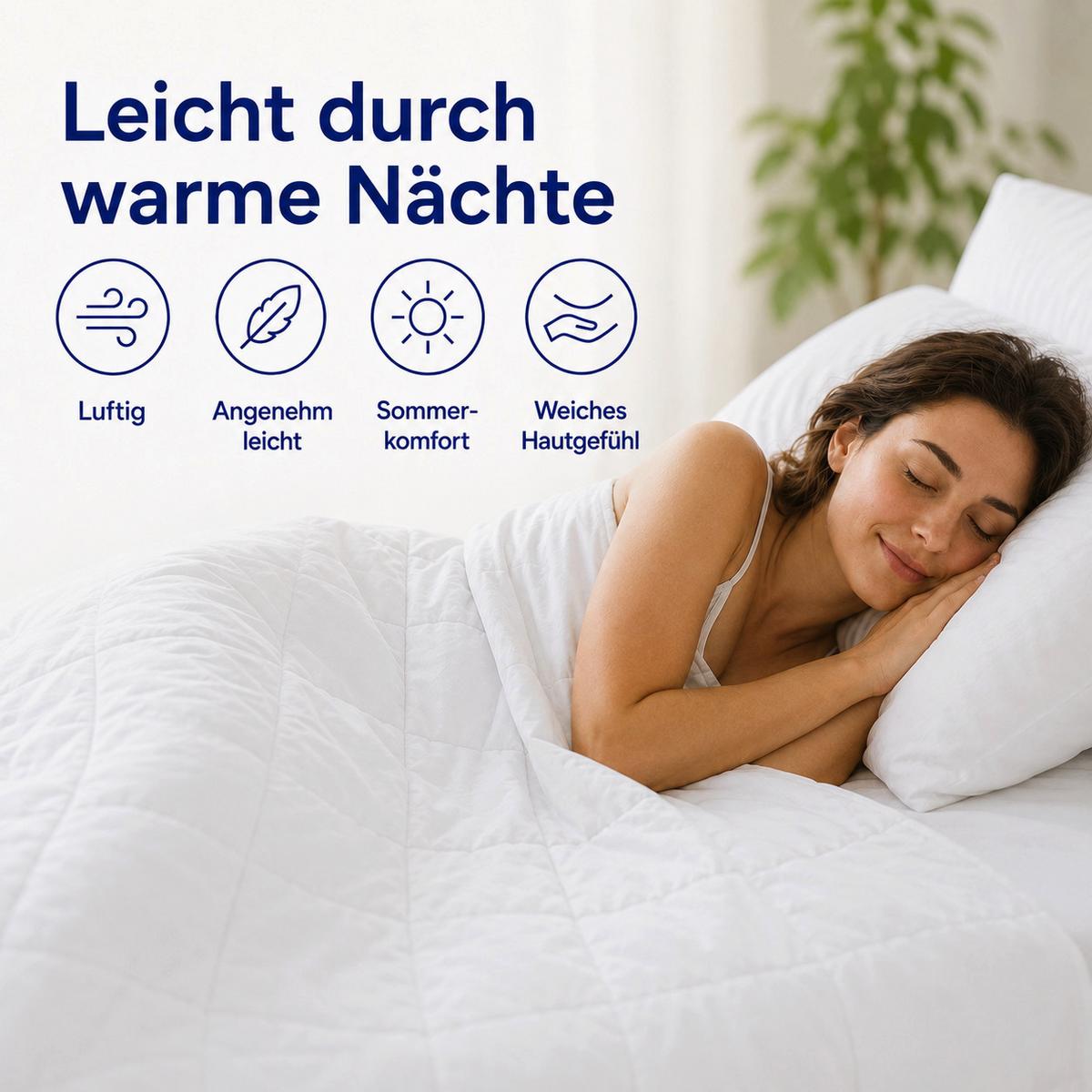 SOMMERBETTDECKE 140x200 cm – leichte Bettdecke mit kühlender Füllung & atmungsaktivem Mikrofaserbezug - Weiß, Textil (140/200cm) - Mister Sandman