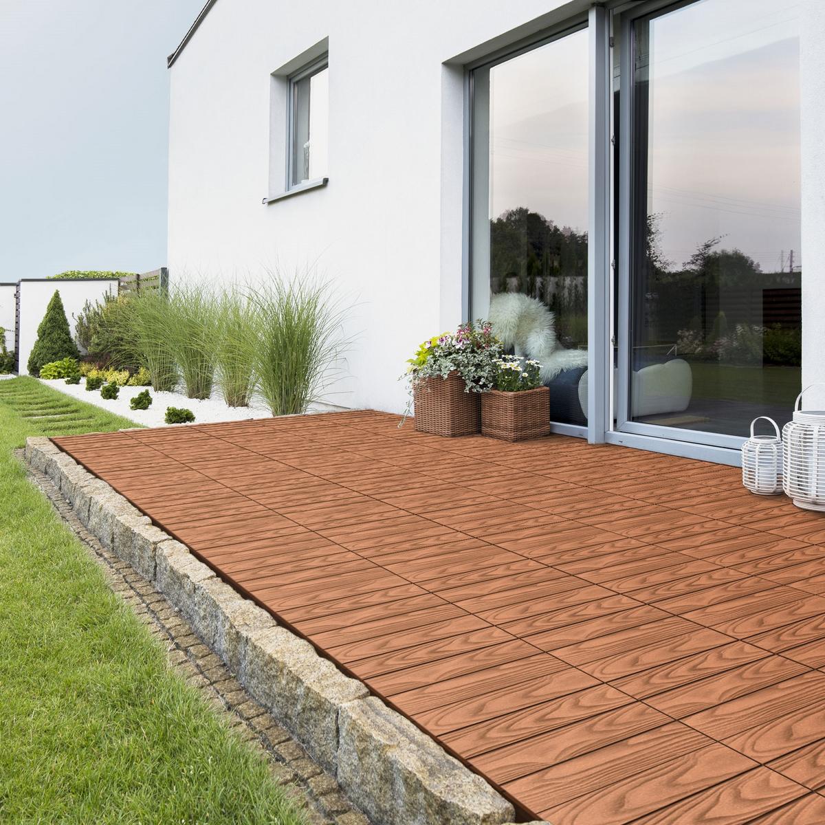 TERRASSENFLIESE Hellbraun 33 Stück - Hellbraun, Holzwerkstoff (30/30/2cm) - ML-DESIGN