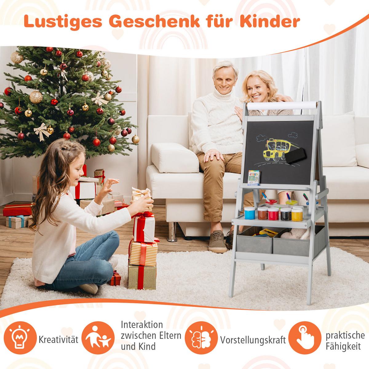 KINDERSTAFFELEI Grau - Grau, Holzwerkstoff (54/101.5/46cm) - COSTWAY