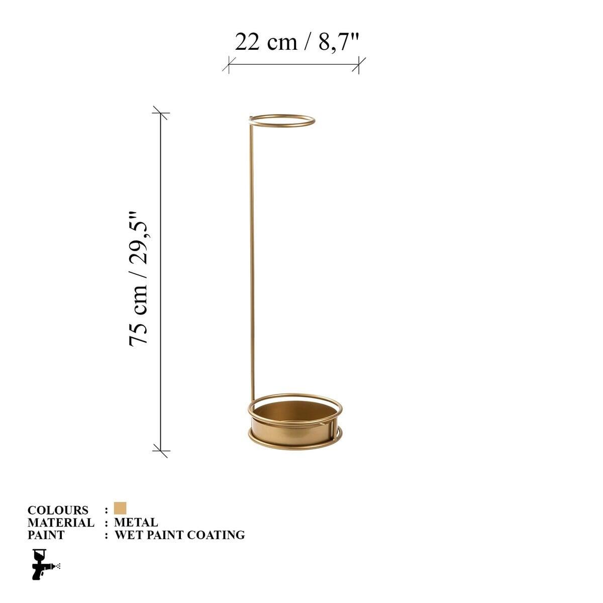 SCHIRMSTÄNDER mit runder Basis aus goldfarbenem Metall 22/22/75 cm - Goldfarben, Metall (22/75/75cm) - Calicosy
