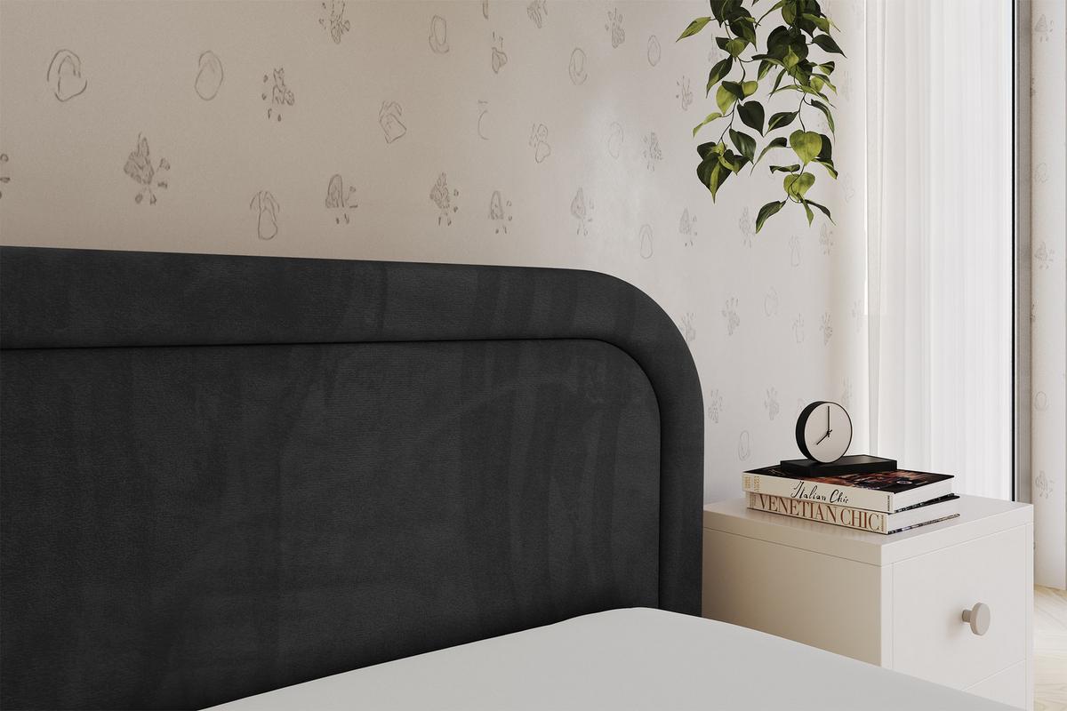 EINZELLBETT Jugendbett mit Bettkasten und Matratze H3/H4, Links - JOVY 80x200 Schwarz - Schwarz, Holzwerkstoff/Textil (80/200cm) - ALTDECOR